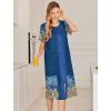 image:imageEkouaer Robes For Women Zipper Front Bathrobe Short Sleeve House Coat Long Nightgown With Pockets Soft LoungewearPat10