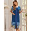 image:imageEkouaer Robes For Women Zipper Front Bathrobe Short Sleeve House Coat Long Nightgown With Pockets Soft LoungewearPat10
