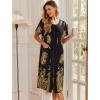 image:imageEkouaer Robes For Women Zipper Front Bathrobe Short Sleeve House Coat Long Nightgown With Pockets Soft LoungewearPat11