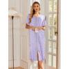 image:imageEkouaer Robes For Women Zipper Front Bathrobe Short Sleeve House Coat Long Nightgown With Pockets Soft LoungewearPat12