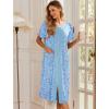 image:imageEkouaer Robes For Women Zipper Front Bathrobe Short Sleeve House Coat Long Nightgown With Pockets Soft LoungewearPat13