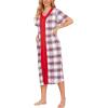 image:imageEkouaer Robes For Women Zipper Front Bathrobe Short Sleeve House Coat Long Nightgown With Pockets Soft LoungewearPat6