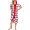 image:imageEkouaer Robes For Women Zipper Front Bathrobe Short Sleeve House Coat Long Nightgown With Pockets Soft LoungewearPat6