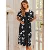 image:imageEkouaer Robes For Women Zipper Front Bathrobe Short Sleeve House Coat Long Nightgown With Pockets Soft LoungewearPat9