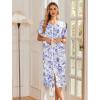 image:imageEkouaer Robes For Women Zipper Front Bathrobe Short Sleeve House Coat Long Nightgown With Pockets Soft LoungewearPurple Watercolor Flowers