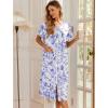 image:imageEkouaer Robes For Women Zipper Front Bathrobe Short Sleeve House Coat Long Nightgown With Pockets Soft LoungewearPurple Watercolor Flowers