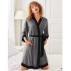 image:imageEkouaer Robes for Women Knee Length Bathrobe Lightweight Kimono Robe 34 Sleeve Knit Sleepwear with PocketsDark Grey