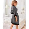 image:imageEkouaer Robes for Women Knee Length Bathrobe Lightweight Kimono Robe 34 Sleeve Knit Sleepwear with PocketsDark Grey