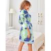 image:imageEkouaer Robes for Women Knee Length Bathrobe Lightweight Kimono Robe 34 Sleeve Knit Sleepwear with PocketsGreen Tie Dye