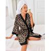 image:imageEkouaer Robes for Women Knee Length Bathrobe Lightweight Kimono Robe 34 Sleeve Knit Sleepwear with PocketsLeopard
