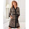 image:imageEkouaer Robes for Women Knee Length Bathrobe Lightweight Kimono Robe 34 Sleeve Knit Sleepwear with PocketsLeopard