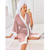 image:imageEkouaer Robes for Women Knee Length Bathrobe Lightweight Kimono Robe 34 Sleeve Knit Sleepwear with PocketsMisty Rose