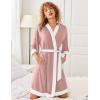 image:imageEkouaer Robes for Women Knee Length Bathrobe Lightweight Kimono Robe 34 Sleeve Knit Sleepwear with PocketsMisty Rose