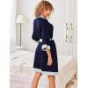 image:imageEkouaer Robes for Women Knee Length Bathrobe Lightweight Kimono Robe 34 Sleeve Knit Sleepwear with PocketsNavy Blue