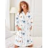 image:imageEkouaer Robes for Women Knee Length Bathrobe Lightweight Kimono Robe 34 Sleeve Knit Sleepwear with PocketsWhite Blue Flowers