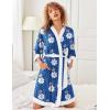 image:imageEkouaer Robes for Women Knee Length Bathrobe Lightweight Kimono Robe 34 Sleeve Knit Sleepwear with PocketsWhite Leopard Print