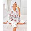 image:imageEkouaer Robes for Women Knee Length Bathrobe Lightweight Kimono Robe 34 Sleeve Knit Sleepwear with PocketsWhite Red Flowers