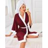 image:imageEkouaer Robes for Women Knee Length Bathrobe Lightweight Kimono Robe 34 Sleeve Knit Sleepwear with PocketsWine Red