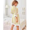 image:imageEkouaer Robes for Women Knee Length Bathrobe Lightweight Kimono Robe 34 Sleeve Knit Sleepwear with PocketsYellow Pink Grid