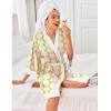 image:imageEkouaer Robes for Women Knee Length Bathrobe Lightweight Kimono Robe 34 Sleeve Knit Sleepwear with PocketsYellow Pink Grid