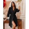 image:imageEkouaer Robes for Women Knee Length Bathrobe Lightweight Kimono Robe 34 Sleeve Loungewear Soft Sleepwear with Pockets SXXLBlack