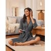 image:imageEkouaer Robes for Women Knee Length Bathrobe Lightweight Kimono Robe 34 Sleeve Loungewear Soft Sleepwear with Pockets SXXLDark Gray
