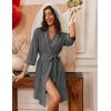 image:imageEkouaer Robes for Women Knee Length Bathrobe Lightweight Kimono Robe 34 Sleeve Loungewear Soft Sleepwear with Pockets SXXLDark Gray