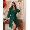 image:imageEkouaer Robes for Women Knee Length Bathrobe Lightweight Kimono Robe 34 Sleeve Loungewear Soft Sleepwear with Pockets SXXLDark Green