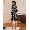 image:imageEkouaer Robes for Women Knee Length Bathrobe Lightweight Kimono Robe 34 Sleeve Loungewear Soft Sleepwear with Pockets SXXLFloral Black