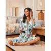 image:imageEkouaer Robes for Women Knee Length Bathrobe Lightweight Kimono Robe 34 Sleeve Loungewear Soft Sleepwear with Pockets SXXLFloral Green