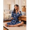 image:imageEkouaer Robes for Women Knee Length Bathrobe Lightweight Kimono Robe 34 Sleeve Loungewear Soft Sleepwear with Pockets SXXLFloral Navy