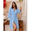 image:imageEkouaer Robes for Women Knee Length Bathrobe Lightweight Kimono Robe 34 Sleeve Loungewear Soft Sleepwear with Pockets SXXLLight Blue