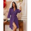 image:imageEkouaer Robes for Women Knee Length Bathrobe Lightweight Kimono Robe 34 Sleeve Loungewear Soft Sleepwear with Pockets SXXLPurple