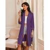 image:imageEkouaer Robes for Women Knee Length Bathrobe Lightweight Kimono Robe 34 Sleeve Loungewear Soft Sleepwear with Pockets SXXLPurple