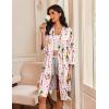 image:imageEkouaer Robes for Women Knee Length Bathrobe Lightweight Kimono Robe 34 Sleeve Loungewear Soft Sleepwear with Pockets SXXLStriped Wine Bottle