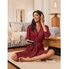 image:imageEkouaer Robes for Women Knee Length Bathrobe Lightweight Kimono Robe 34 Sleeve Loungewear Soft Sleepwear with Pockets SXXLWine Red