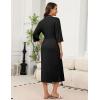 image:imageEkouaer Robes for Women Long Knit Bathrobe Lightweight 34 Sleeves Kimono Robe Soft Sleepwear with Pockets SXXLBlack
