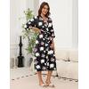 image:imageEkouaer Robes for Women Long Knit Bathrobe Lightweight 34 Sleeves Kimono Robe Soft Sleepwear with Pockets SXXLBlack Floral