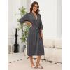 image:imageEkouaer Robes for Women Long Knit Bathrobe Lightweight 34 Sleeves Kimono Robe Soft Sleepwear with Pockets SXXLDeep Gray