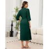 image:imageEkouaer Robes for Women Long Knit Bathrobe Lightweight 34 Sleeves Kimono Robe Soft Sleepwear with Pockets SXXLDeep Green