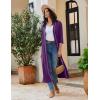 image:imageEkouaer Robes for Women Long Knit Bathrobe Lightweight 34 Sleeves Kimono Robe Soft Sleepwear with Pockets SXXLDeep Purple
