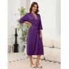 image:imageEkouaer Robes for Women Long Knit Bathrobe Lightweight 34 Sleeves Kimono Robe Soft Sleepwear with Pockets SXXLDeep Purple