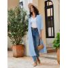 image:imageEkouaer Robes for Women Long Knit Bathrobe Lightweight 34 Sleeves Kimono Robe Soft Sleepwear with Pockets SXXLLight Blue