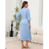 image:imageEkouaer Robes for Women Long Knit Bathrobe Lightweight 34 Sleeves Kimono Robe Soft Sleepwear with Pockets SXXLLight Blue