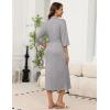 image:imageEkouaer Robes for Women Long Knit Bathrobe Lightweight 34 Sleeves Kimono Robe Soft Sleepwear with Pockets SXXLLight Gray