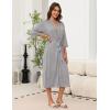 image:imageEkouaer Robes for Women Long Knit Bathrobe Lightweight 34 Sleeves Kimono Robe Soft Sleepwear with Pockets SXXLLight Gray