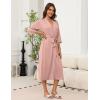image:imageEkouaer Robes for Women Long Knit Bathrobe Lightweight 34 Sleeves Kimono Robe Soft Sleepwear with Pockets SXXLMisty Rose