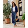 image:imageEkouaer Robes for Women Long Knit Bathrobe Lightweight 34 Sleeves Kimono Robe Soft Sleepwear with Pockets SXXLNavy Blue