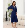 image:imageEkouaer Robes for Women Long Knit Bathrobe Lightweight 34 Sleeves Kimono Robe Soft Sleepwear with Pockets SXXLNavy Blue