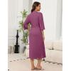 image:imageEkouaer Robes for Women Long Knit Bathrobe Lightweight 34 Sleeves Kimono Robe Soft Sleepwear with Pockets SXXLPurple Red